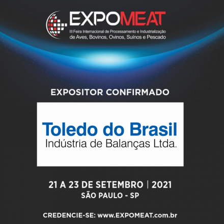 EXPOMEAT 2021 A Toledo do Brasil estará na Expomeat 2021 que acontece entre os dias 21 e 23 de setembro, na cidade de São Paulo. A Toledo do Brasil é líder em soluções de pesagem no país e...